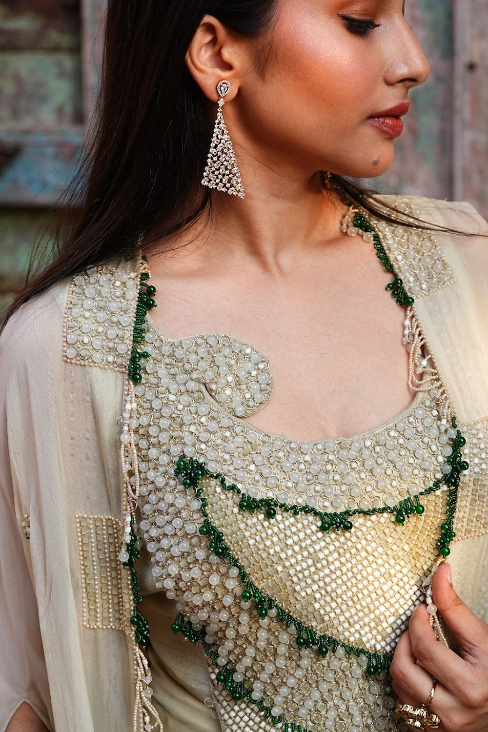 Sage Draped Cape Set - View 4