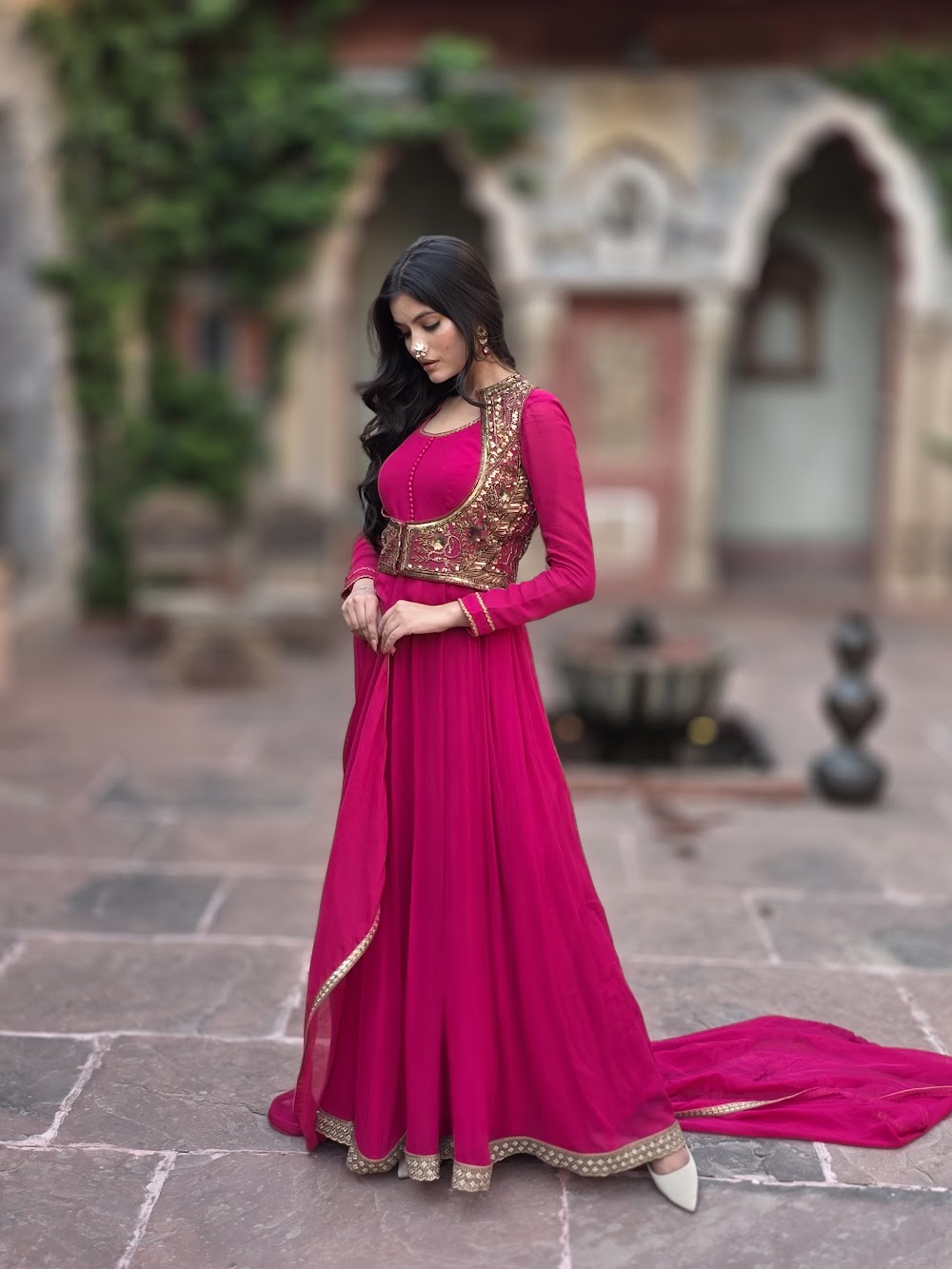 Pink Anarkali Jacket Suit