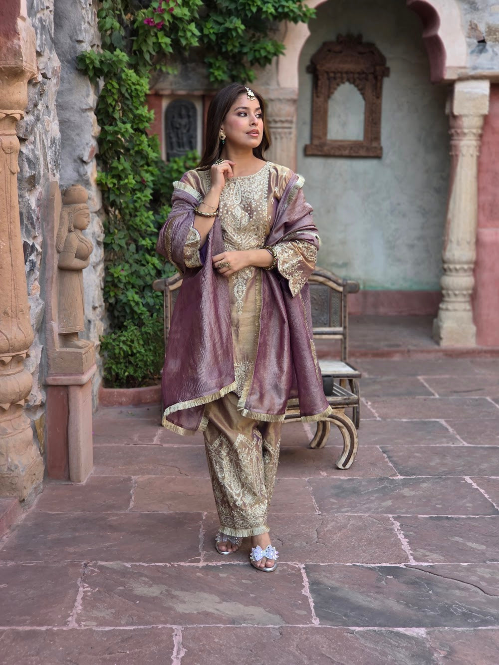 Sharara Pant Suit Mauve Lavender