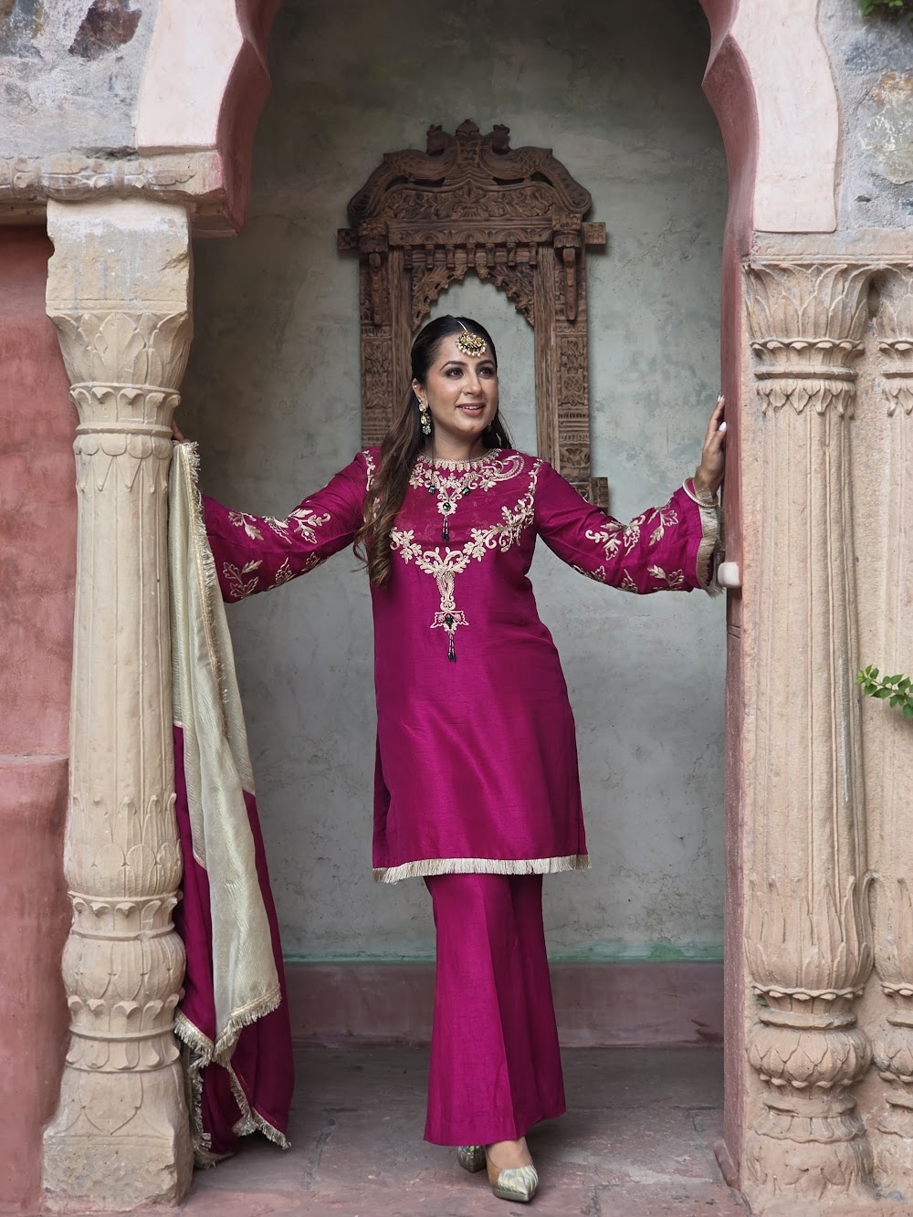 Hot Pink Suit with Wide Pant