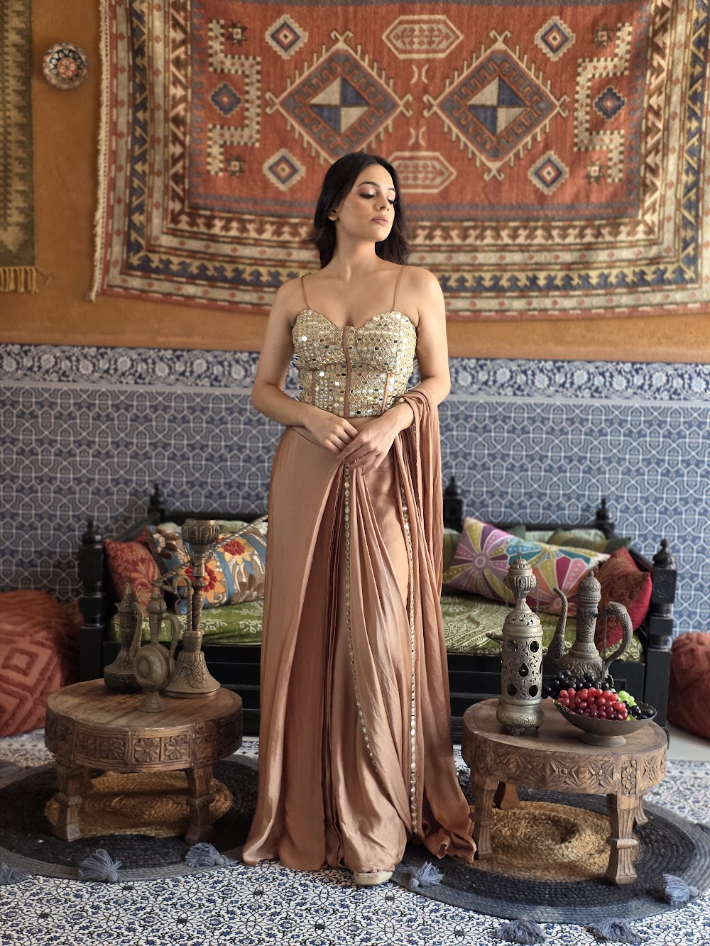 Mirror Corset Drape Sari