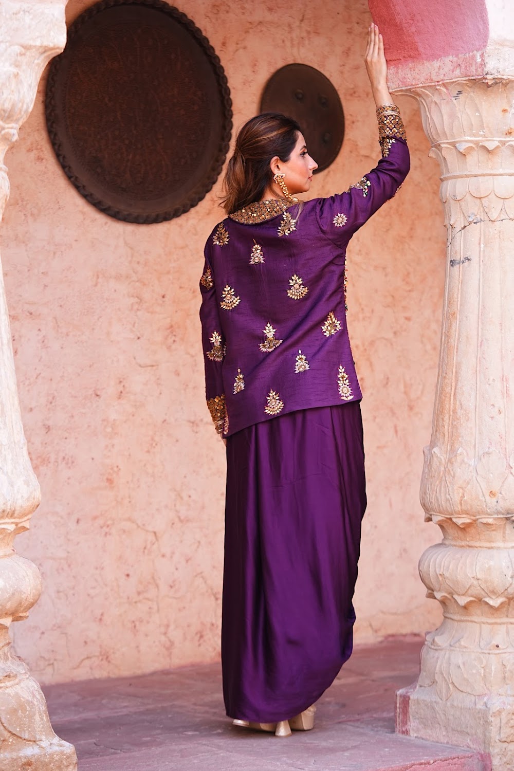 Deep Plum Cowl Set by Bhawika Sachdeva - view 7