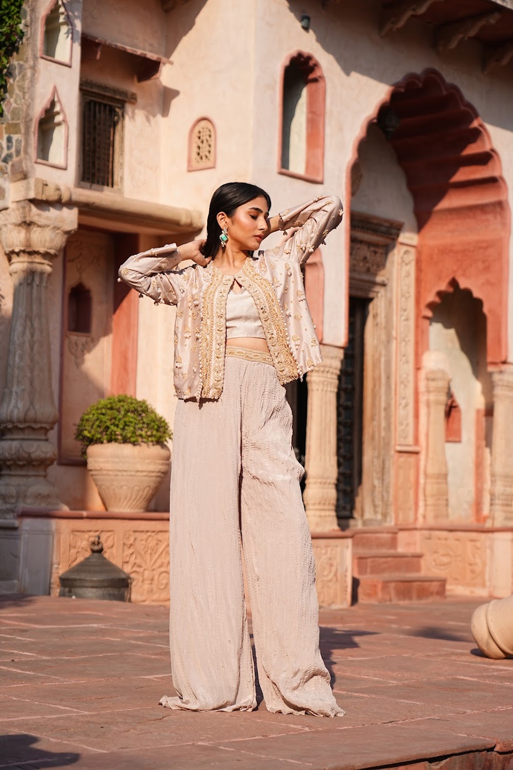 Ivory Indo Western Coord Set by Bhawika Sachdeva