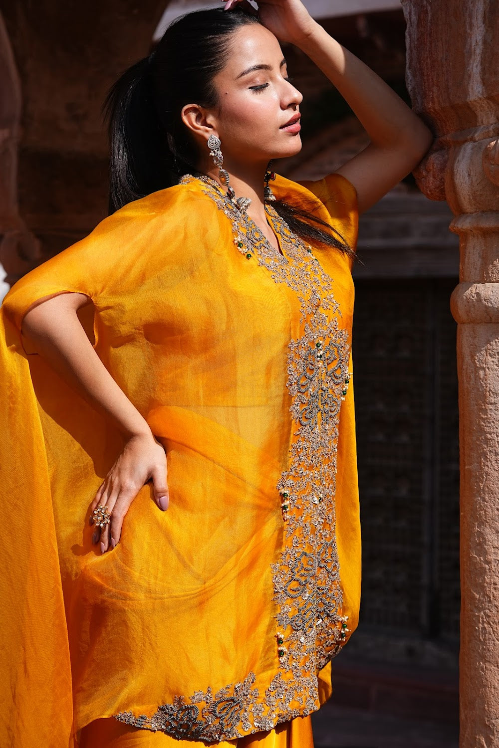 Mehreen Cowl Cape Set by Bhawika Sachdeva - view 4