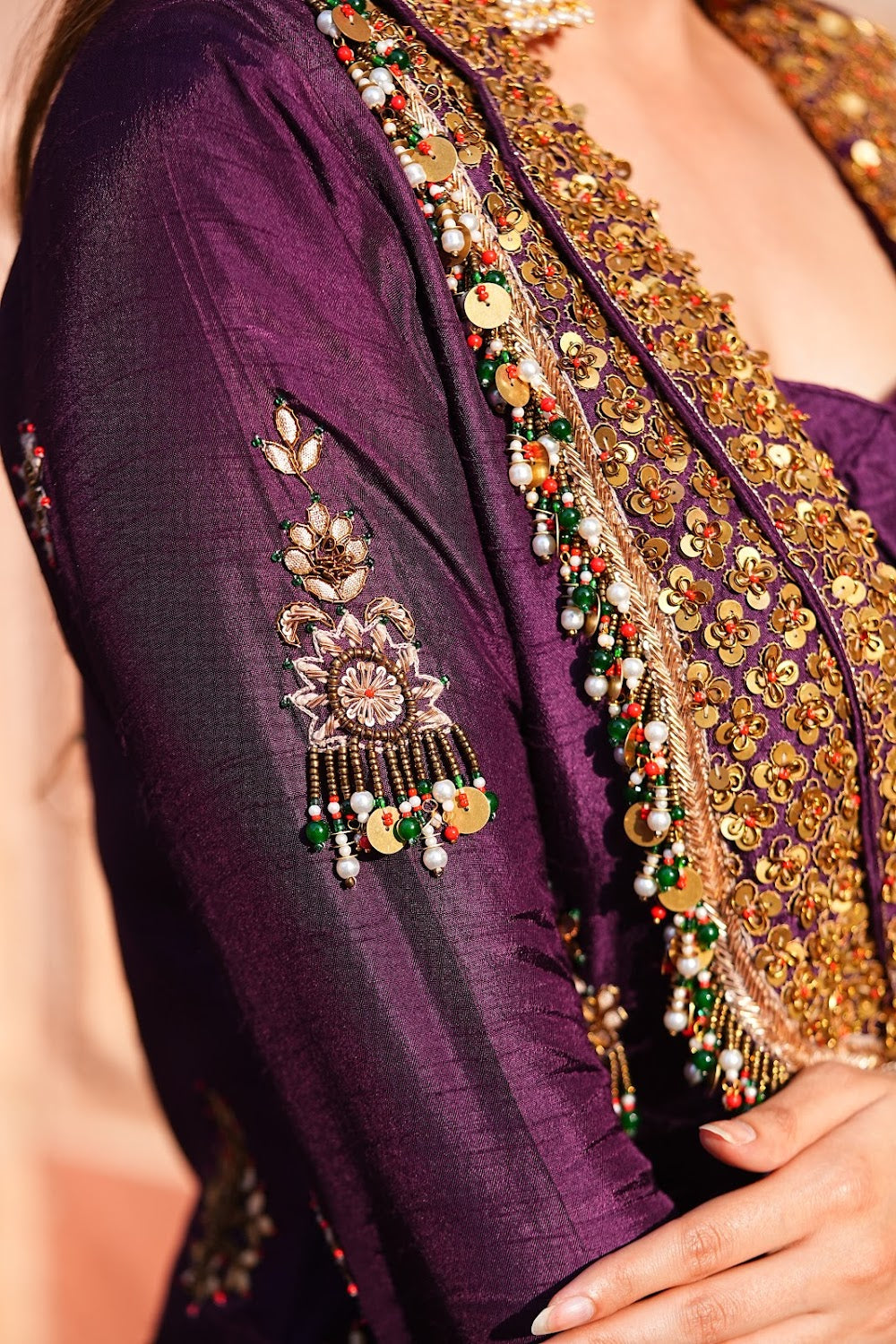 Deep Plum Cowl Set by Bhawika Sachdeva - view 6