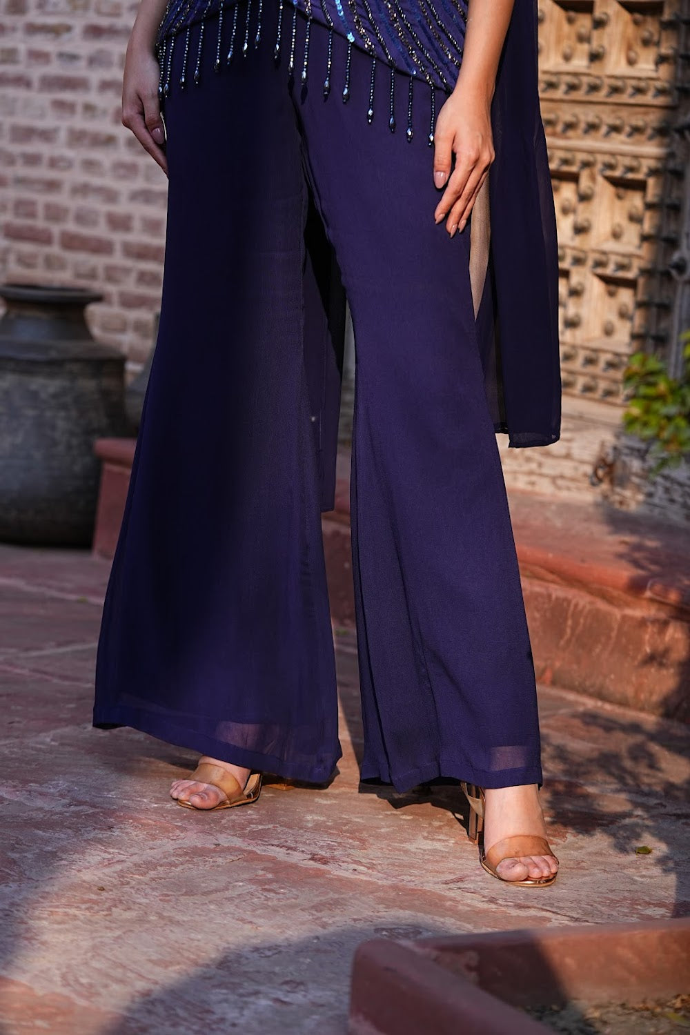 Midnight Blue Indo-Western Co-ord Set - View 6