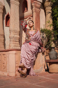Dusty Rose Drape Indo Western Set by Bhawika Sachdeva