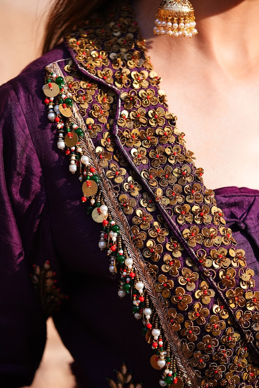 Deep Plum Cowl Set by Bhawika Sachdeva - view 5