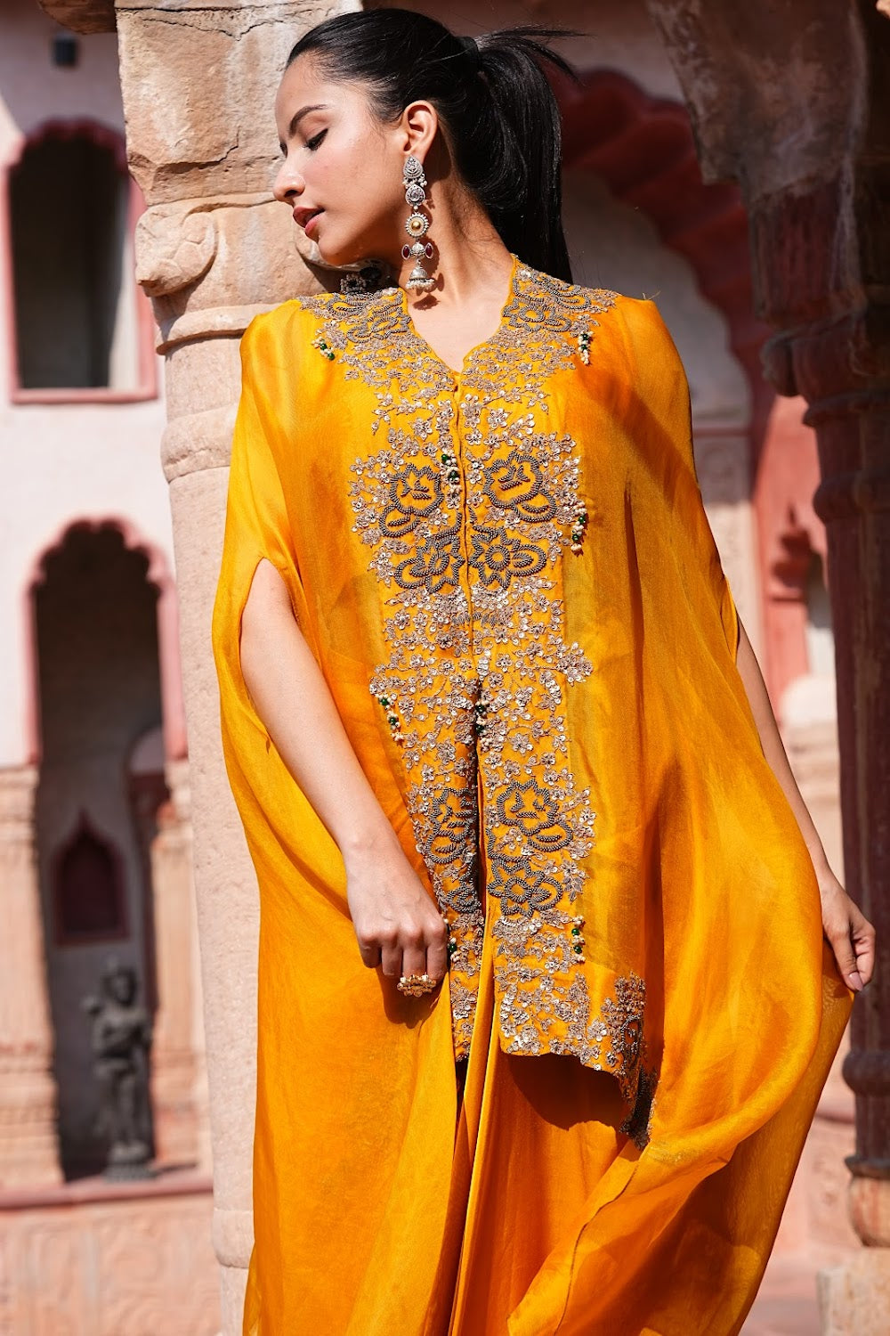 Mehreen Cowl Cape Set by Bhawika Sachdeva - view 2