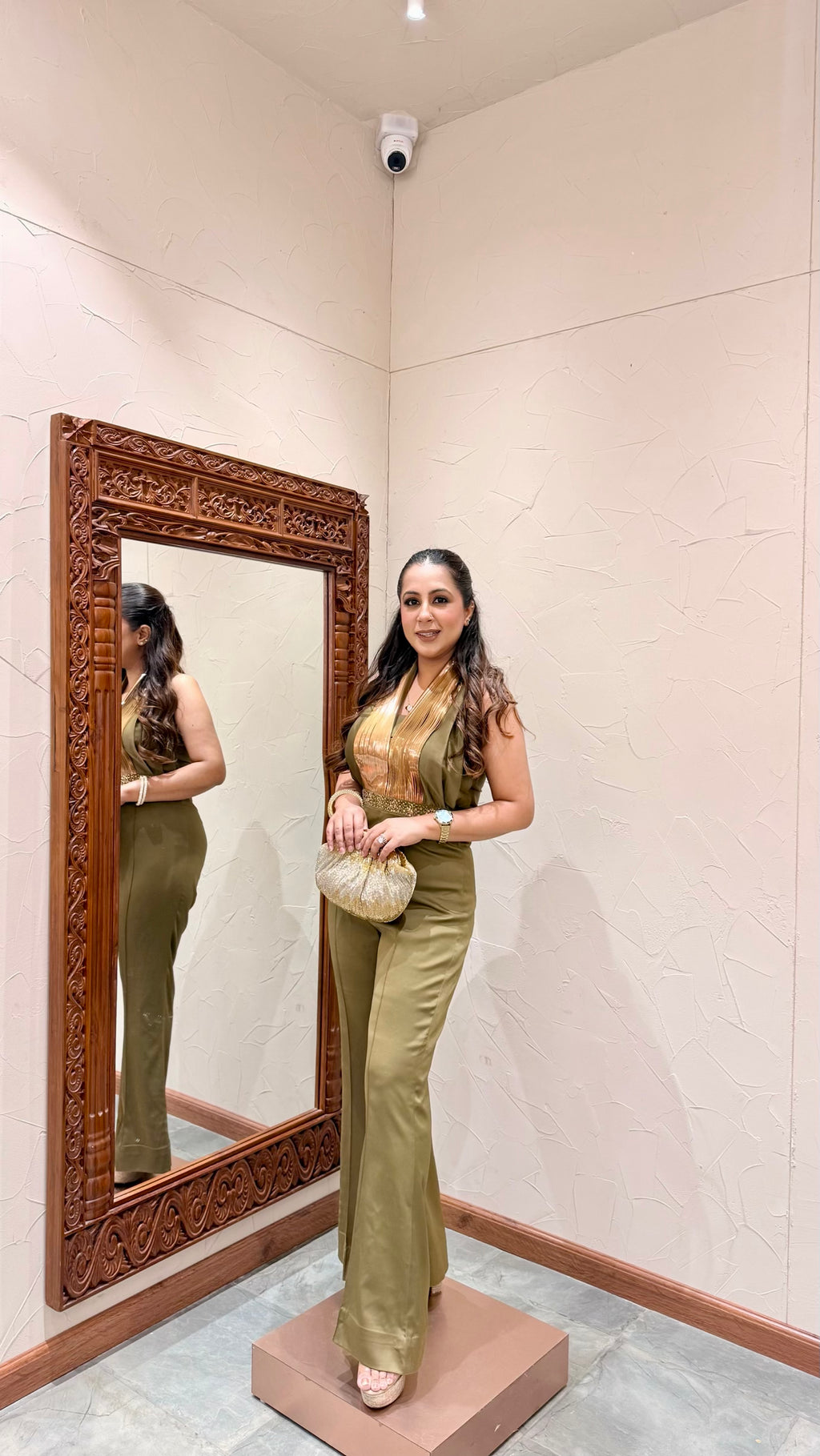 Olive Luxe Halter Jumpsuit