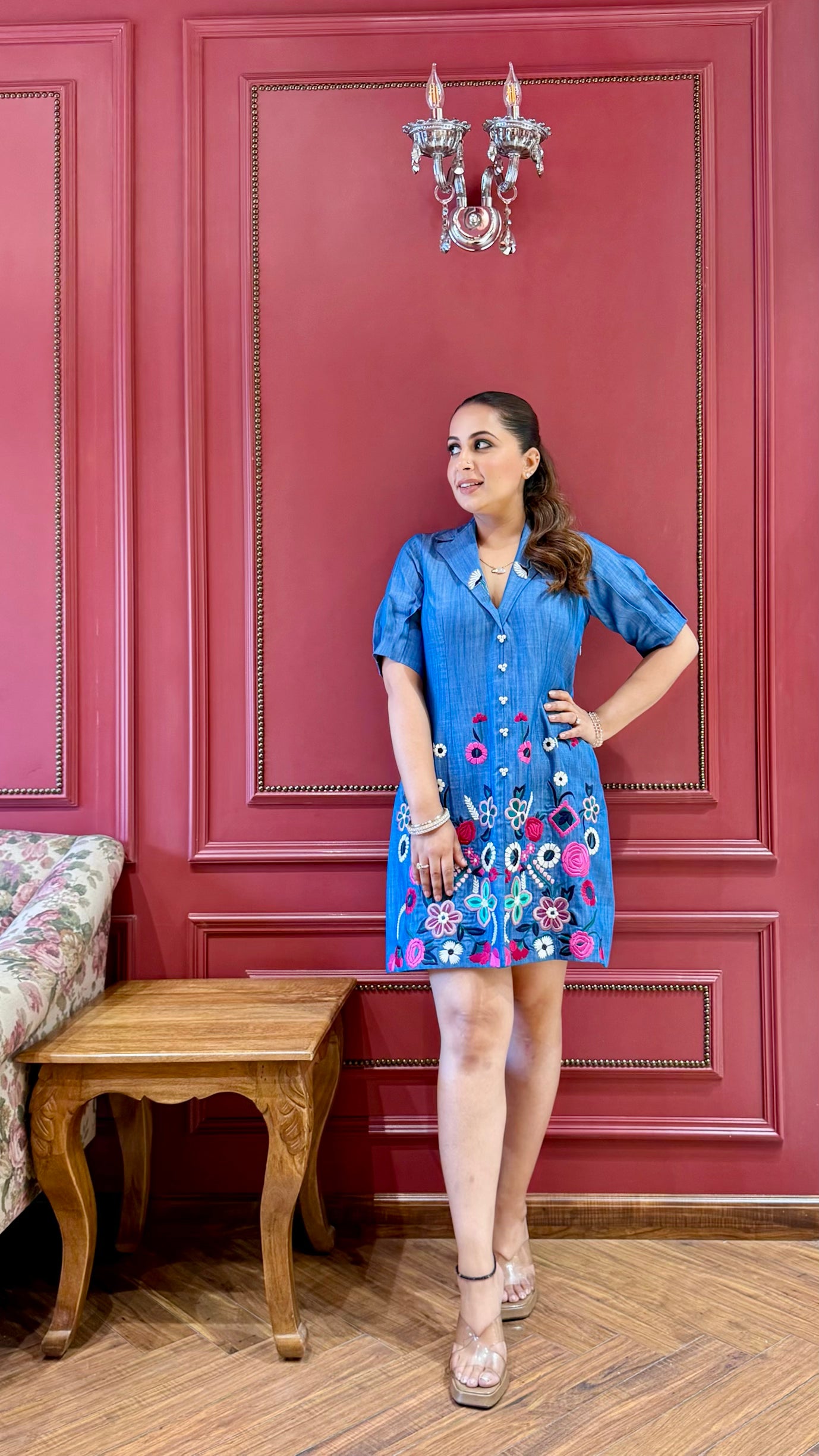 Boho Bloom Denim Dress