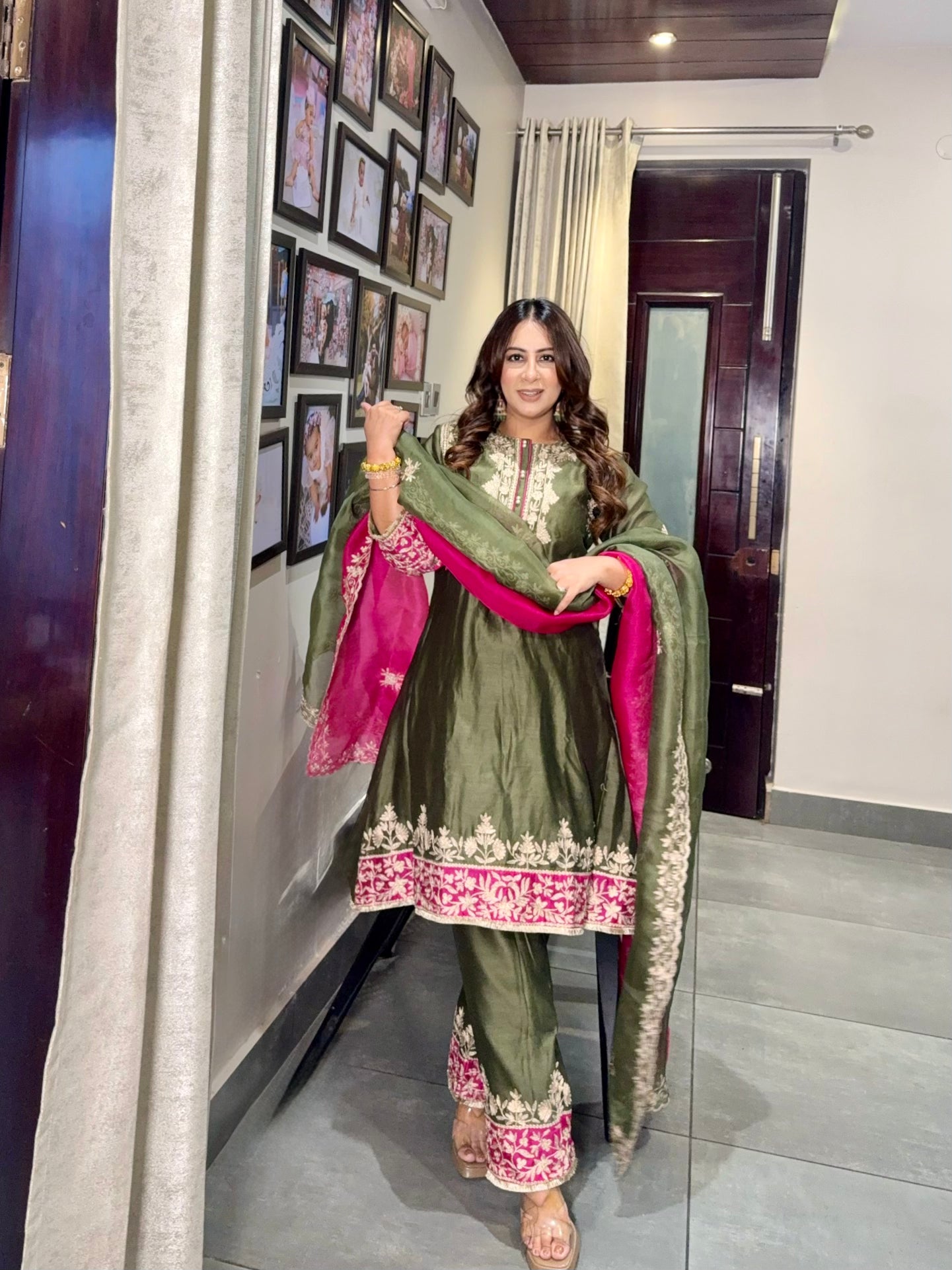 Noor Aari Chanderi Set