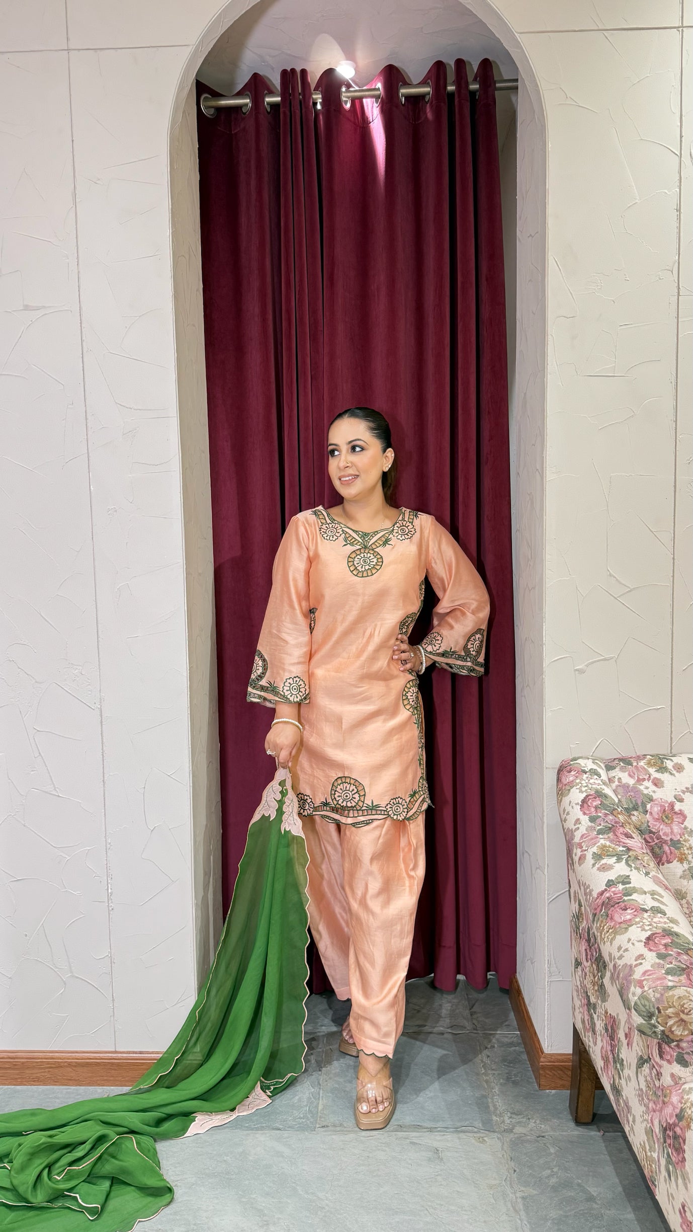 Chanderii cut work suit