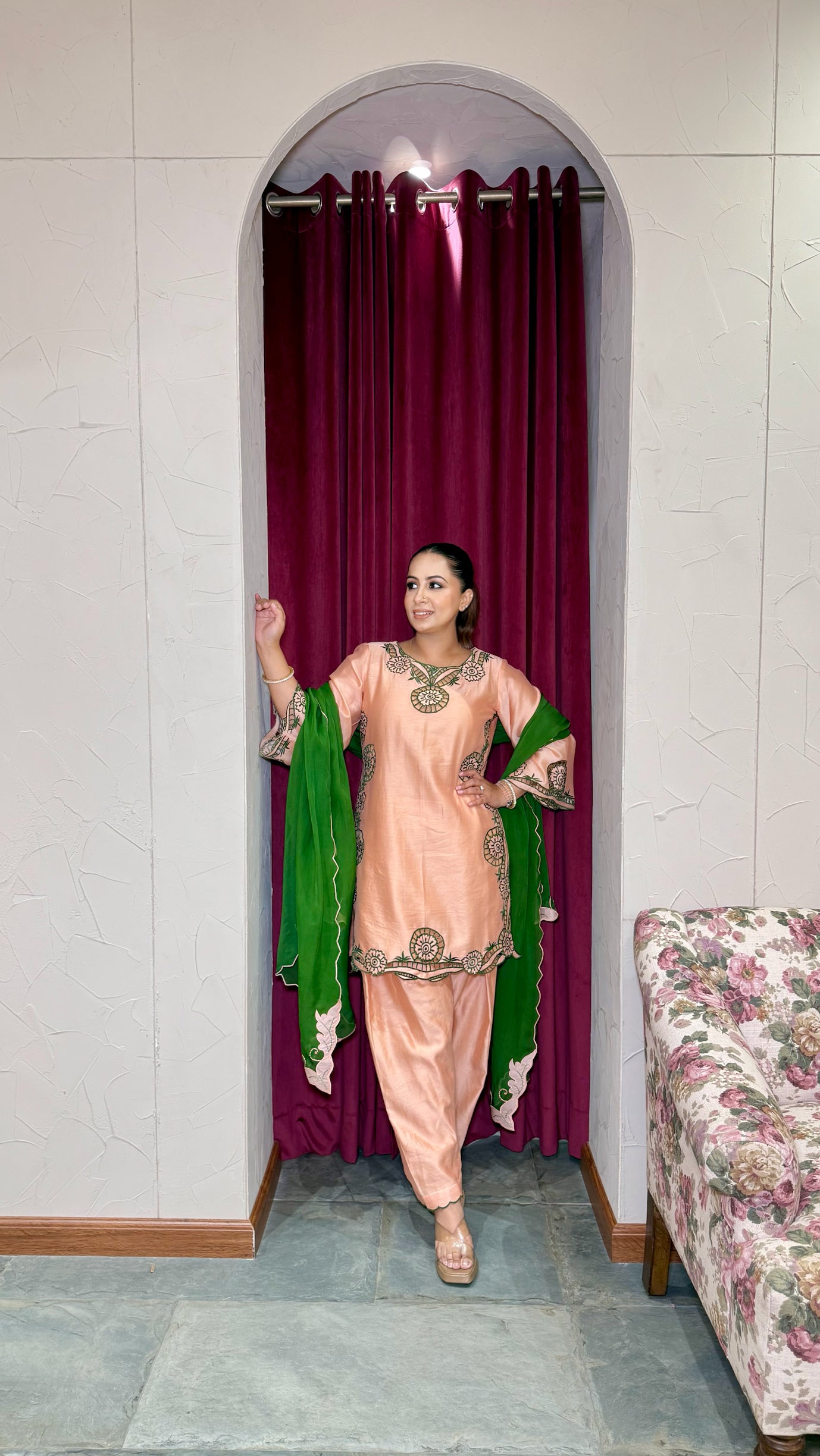 Chanderii cut work suit
