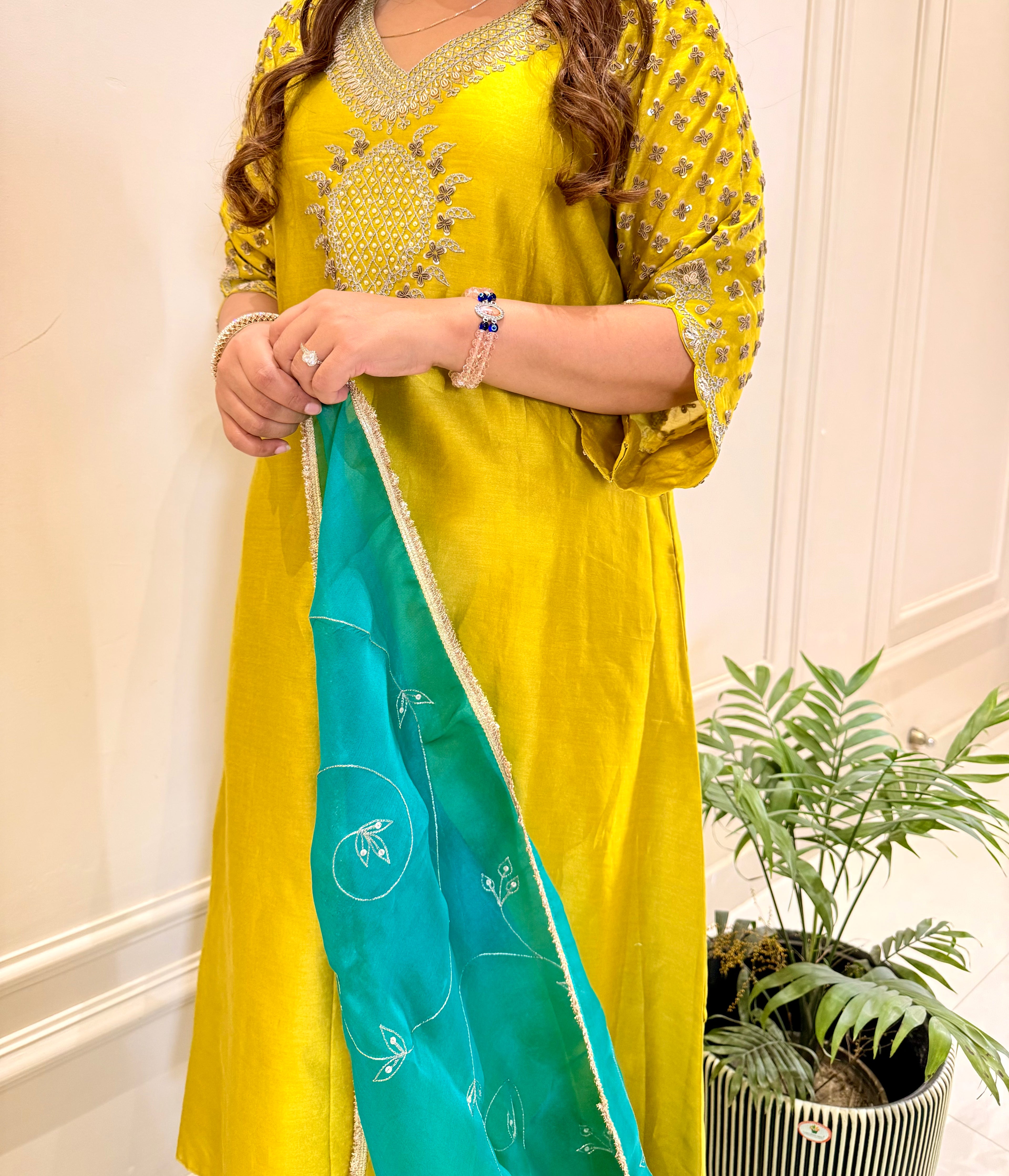 Marigold Silk Chanderi Set