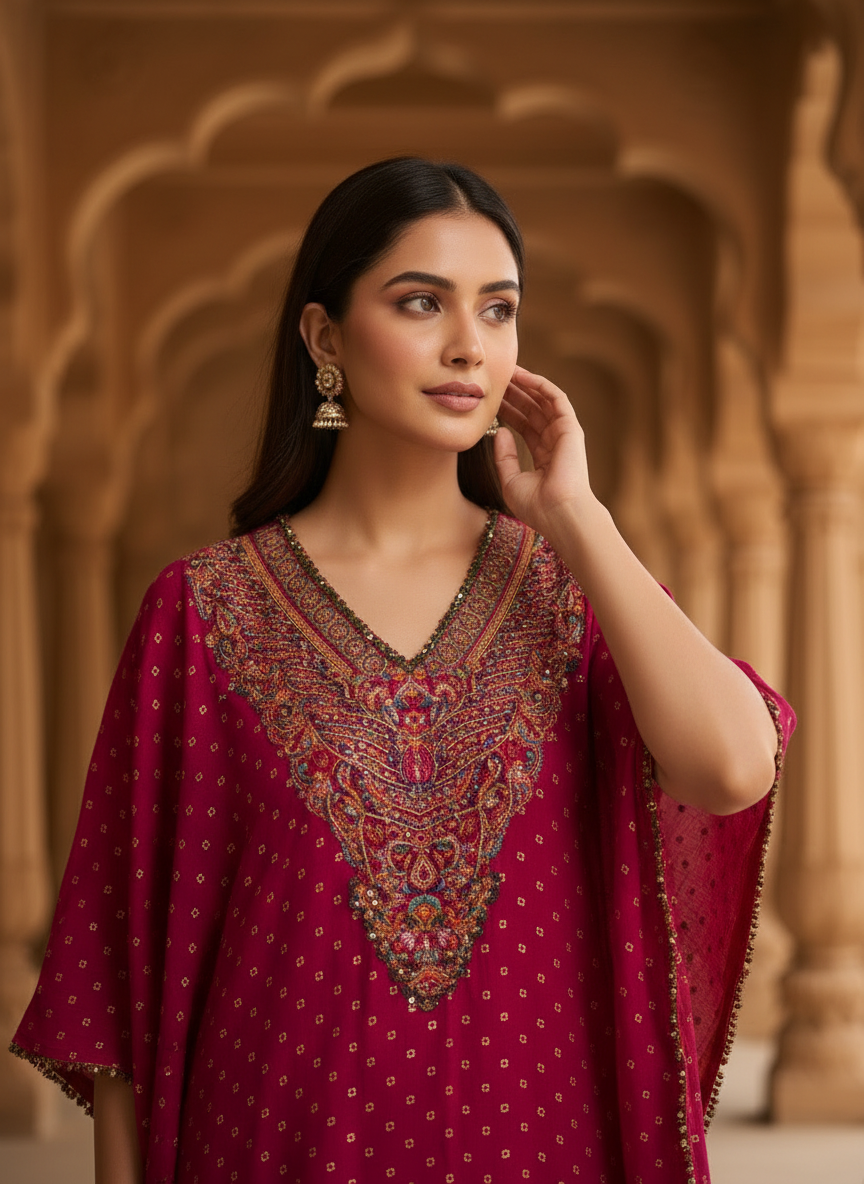 Noor Banarasi Kaftan Set