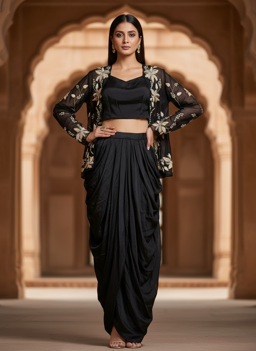 Noir Cowl Saree