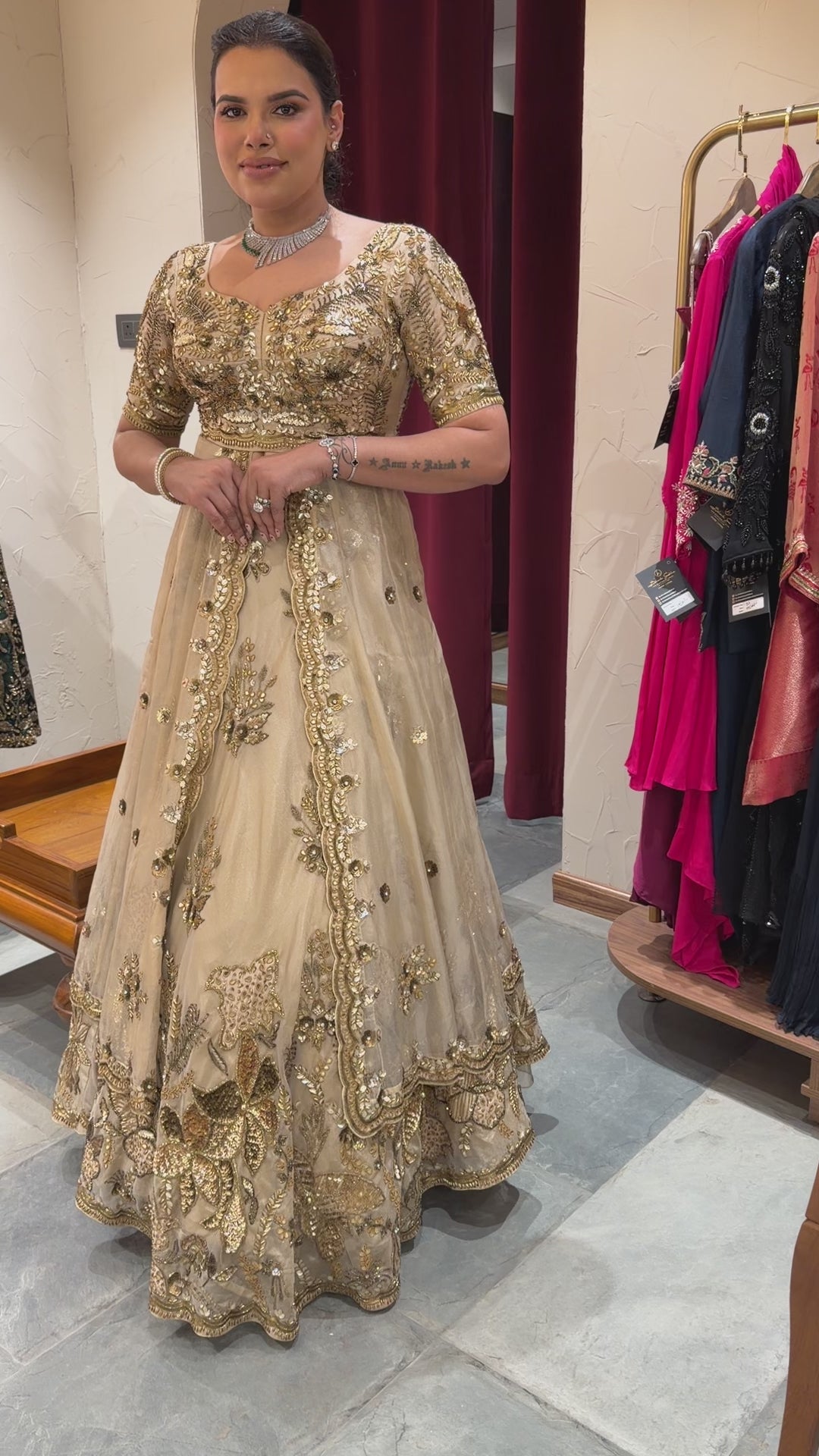 Champagne Zari Lehenga